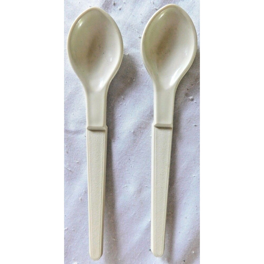 Tupperware Condiment or Baby Food Spoon Set (2) 1208-27 Almond